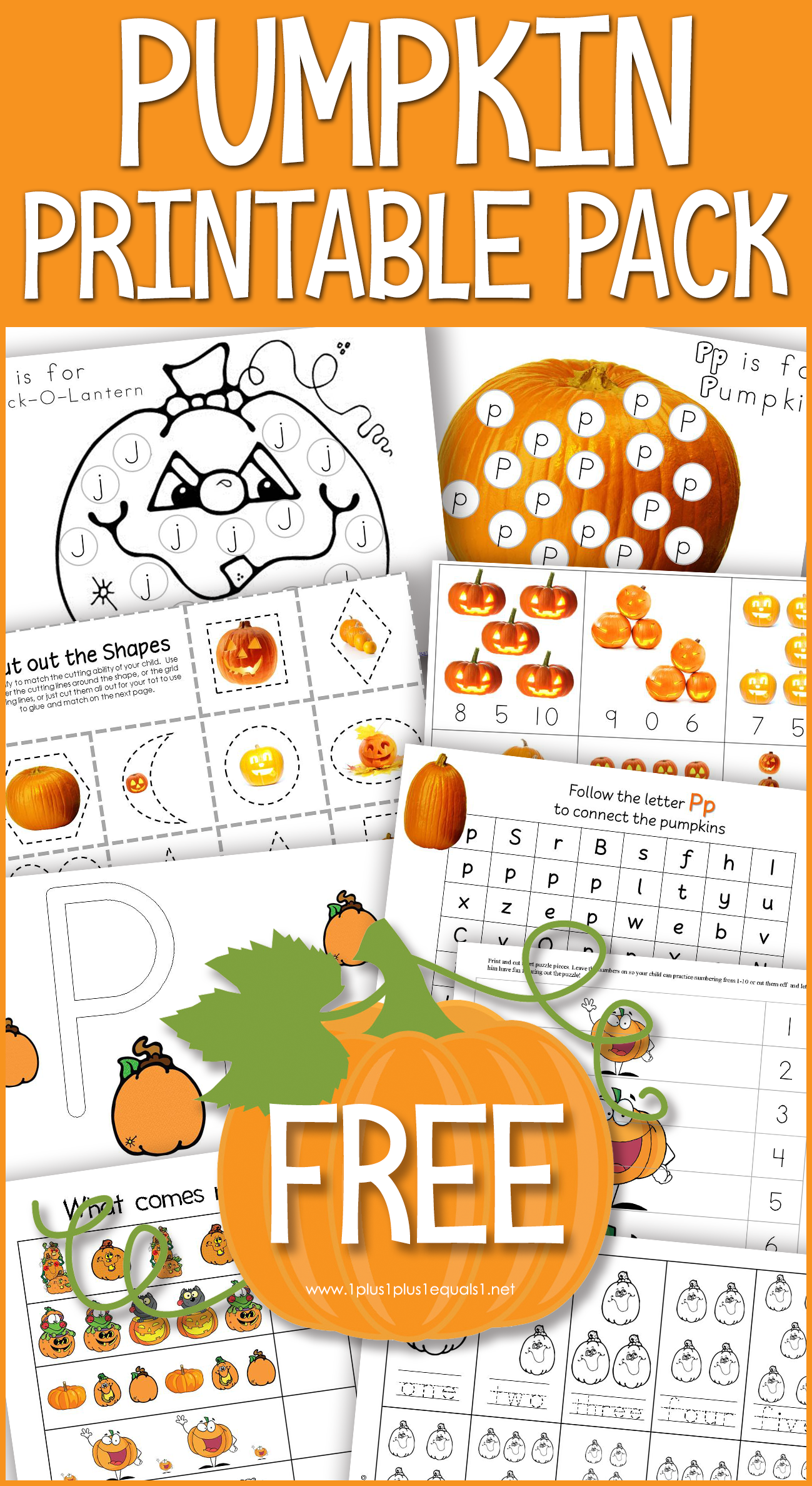 Pumpkin Preschool Pack Free Printables 1 1 1u003d1 Pumpkin Preschool Pack Free Printables 1 1 1u003d1