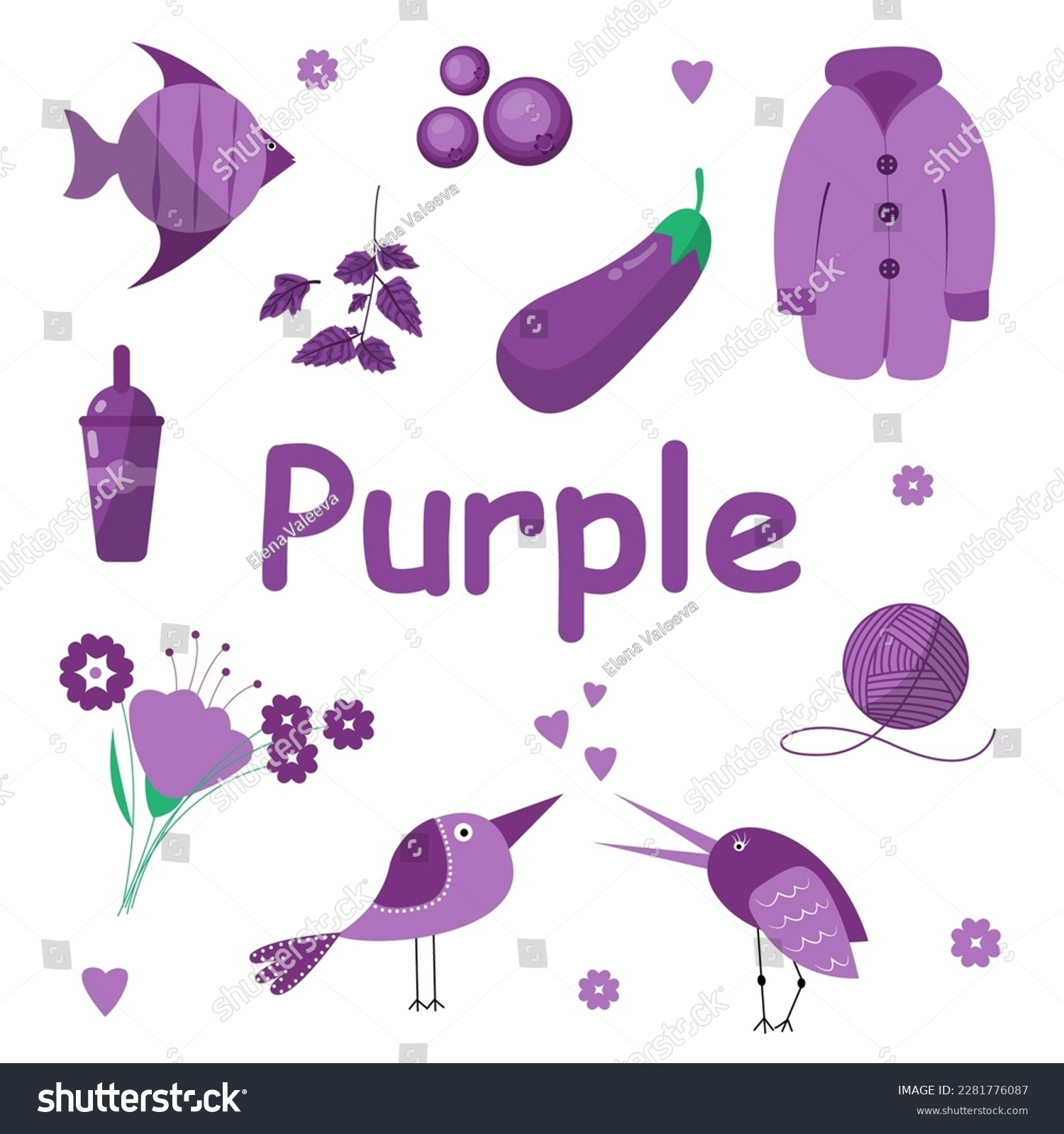 Purple Color Preschool Worksheet Learning Colors Stock Vector Royalty Free 2281776087 Shutterstock
