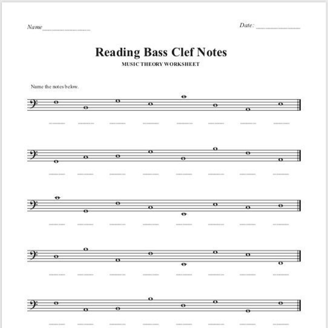 Free Printable Bass Clef Worksheets Free Printable Bass Clef Worksheets