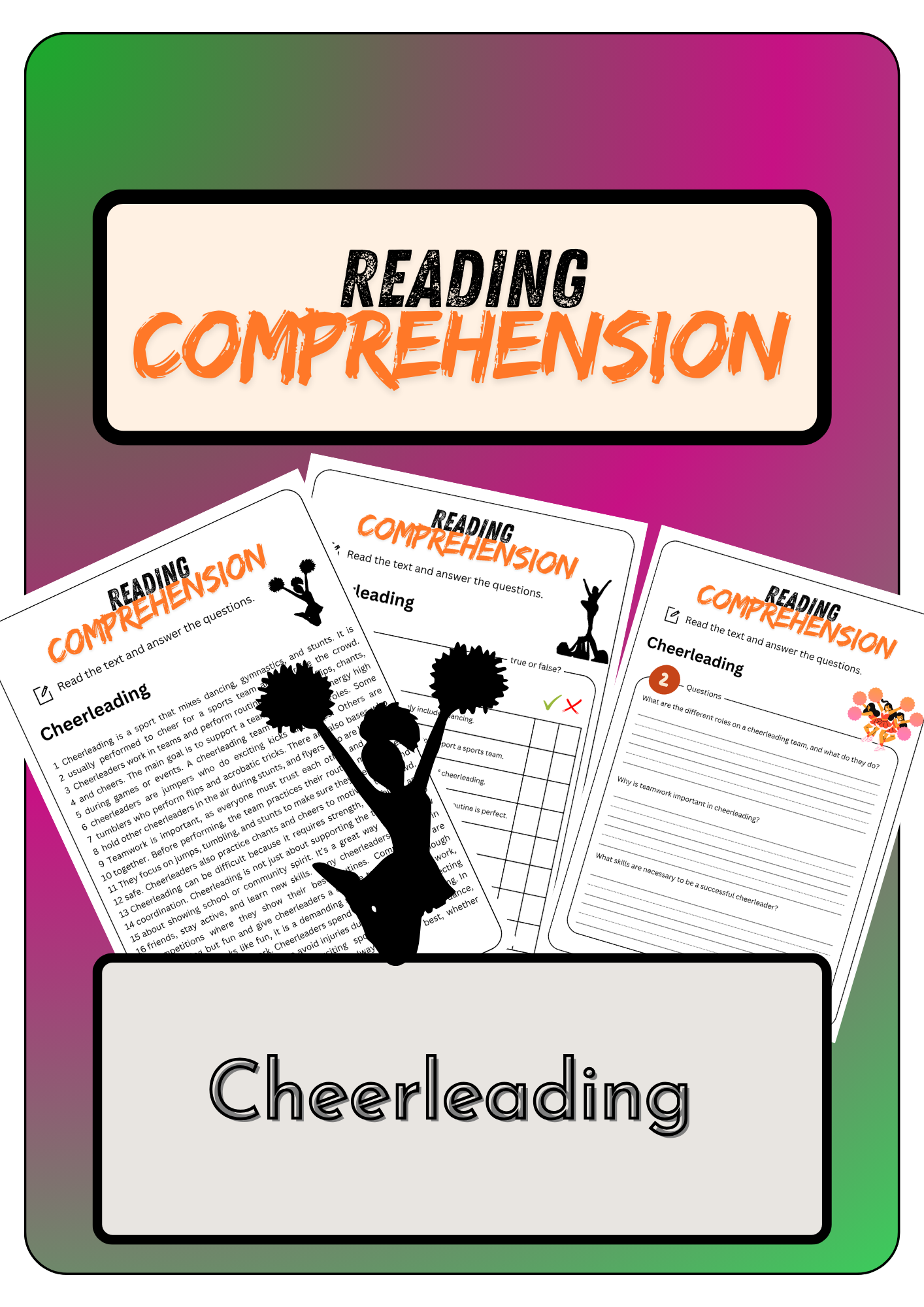 Reading Comprehension Cheerleading Solutions Made By Teachers Reading Comprehension Cheerleading Solutions Made By Teachers