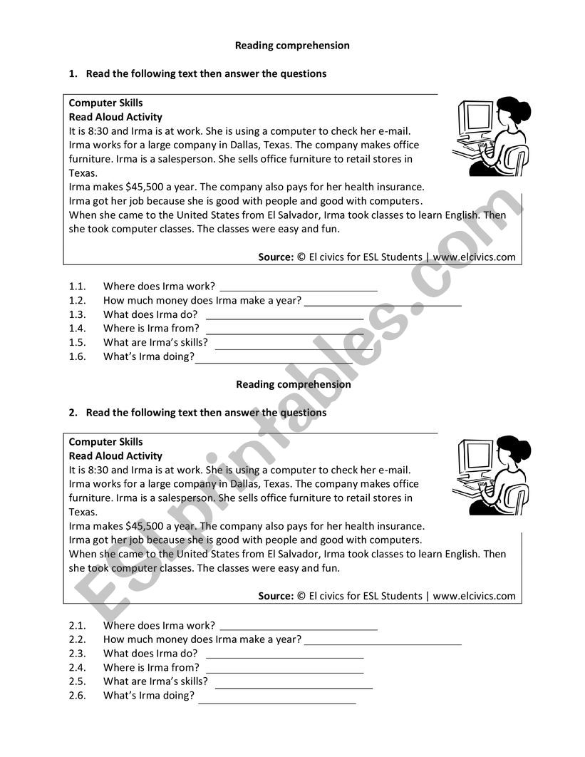 Reading Comprehension Computer Skills ESL Worksheet By Cherry 9021