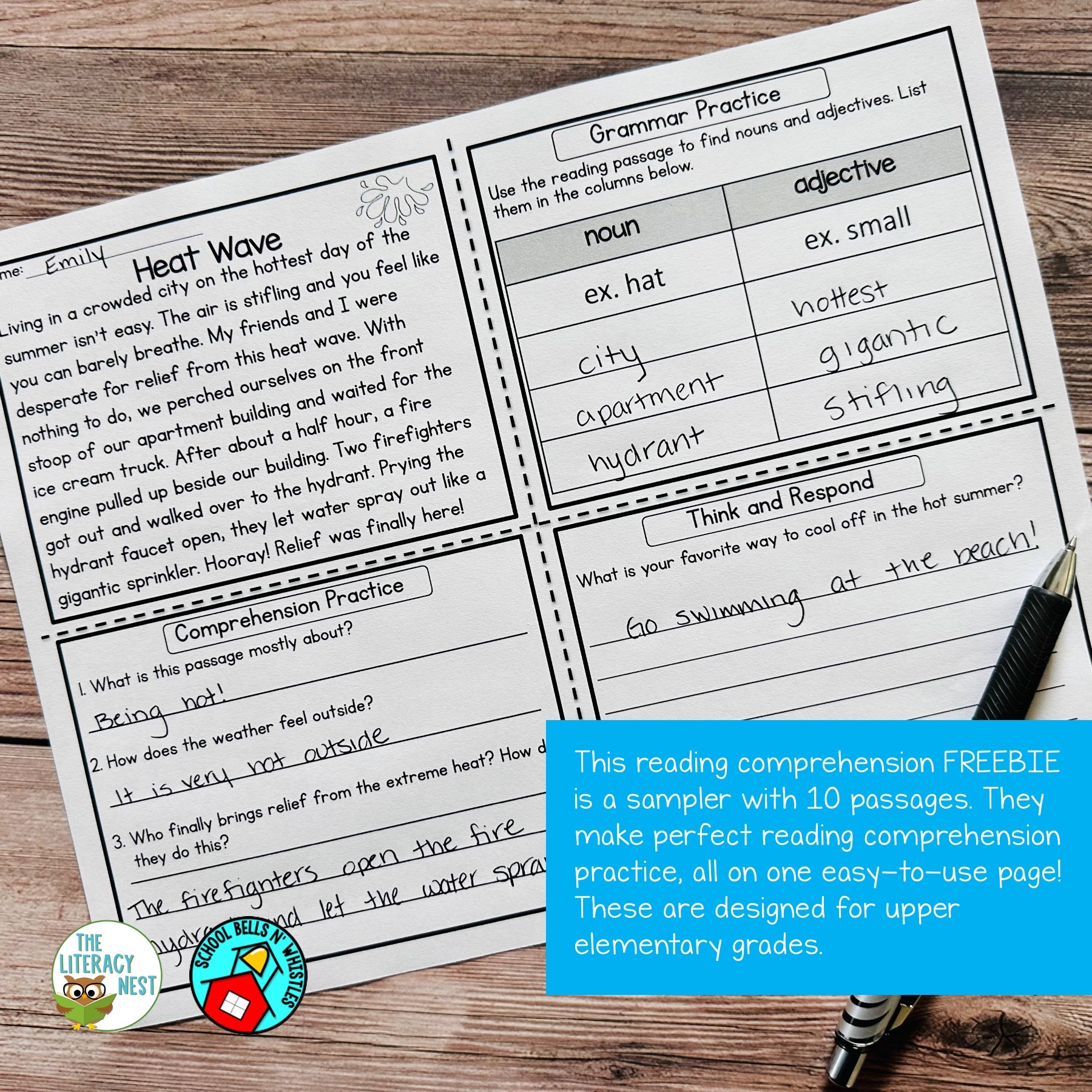 Reading Comprehension Passages For Upper Elementary FREEBIE The Literacy Nest Reading Comprehension Passages For Upper Elementary FREEBIE The Literacy Nest