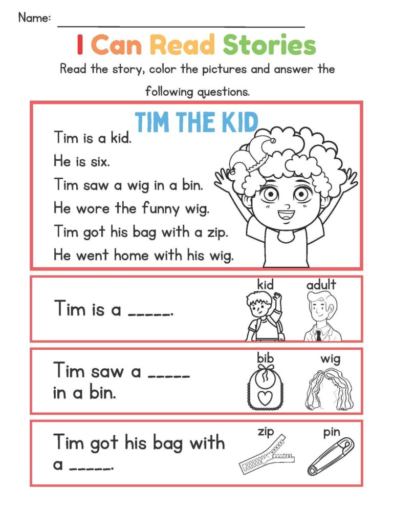 Reading Comprehension Practice For Kids 5 Stories With Questions Digital Download