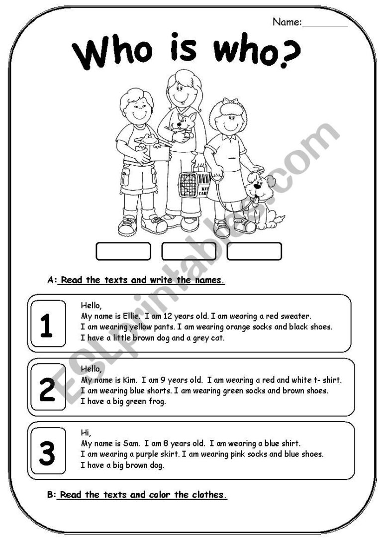 Reading Comprehension With Clothes 2 Pages ESL Worksheet By MarionG