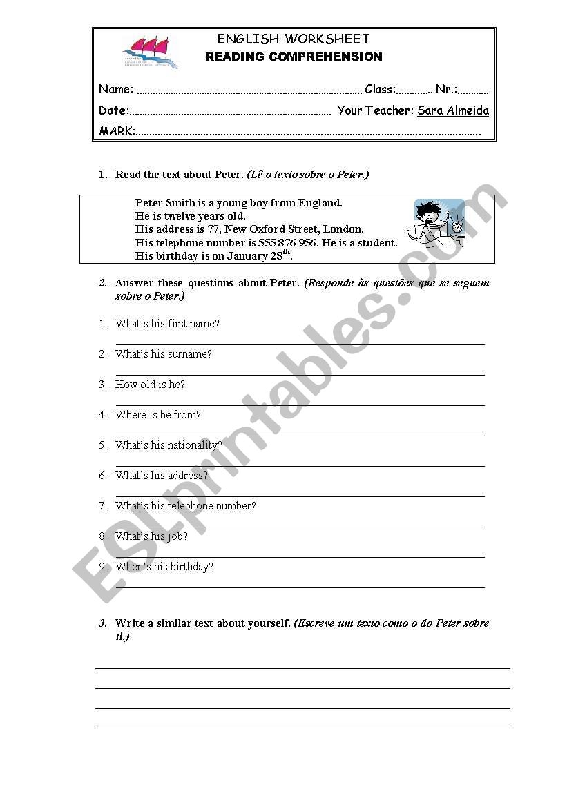 Reading Comprehension Worksheet 5th Grade ESL Worksheet By Sara Almeida Reading Comprehension Worksheet 5th Grade ESL Worksheet By Sara Almeida