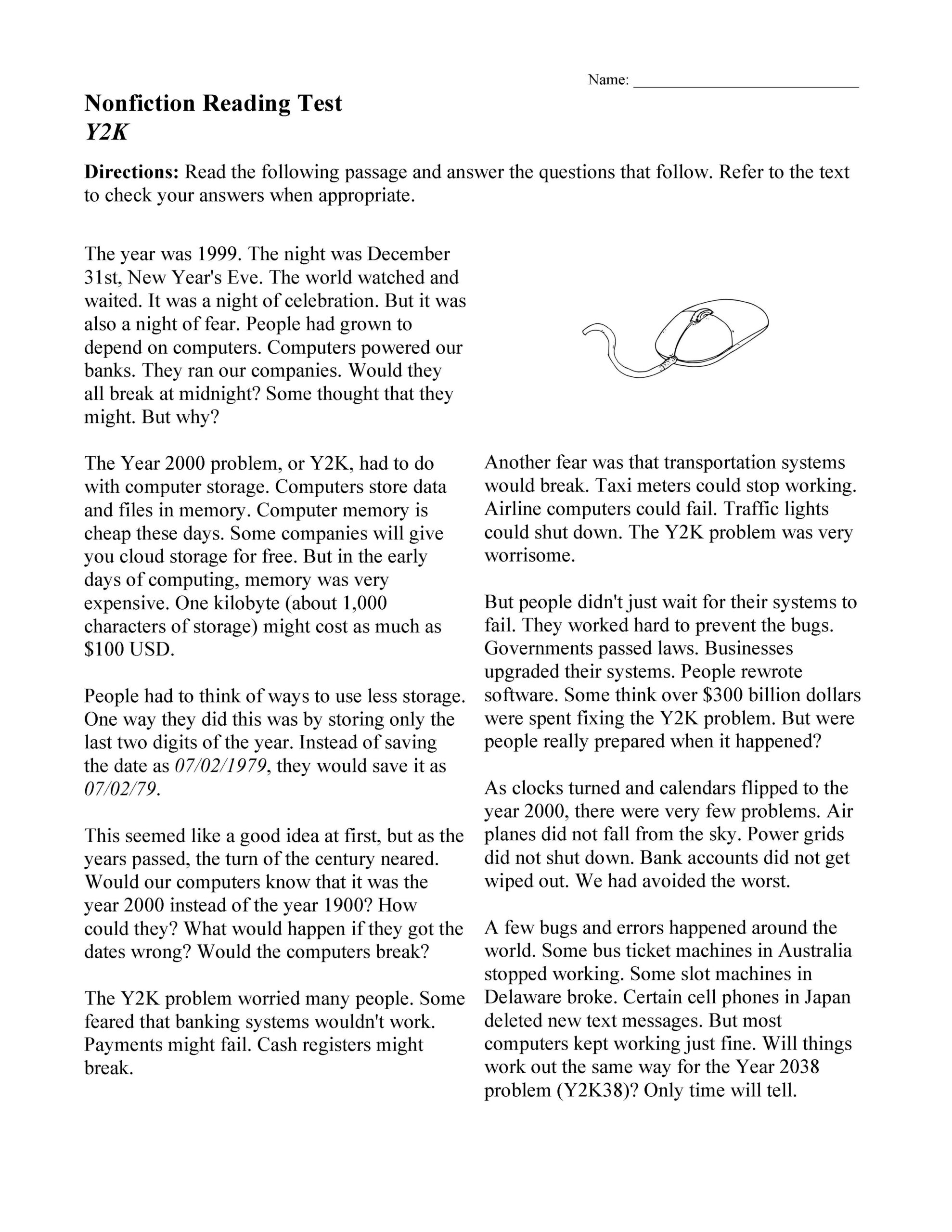 Reading Comprehension Worksheet High School Pdf Reading Comprehension Worksheet High School Pdf