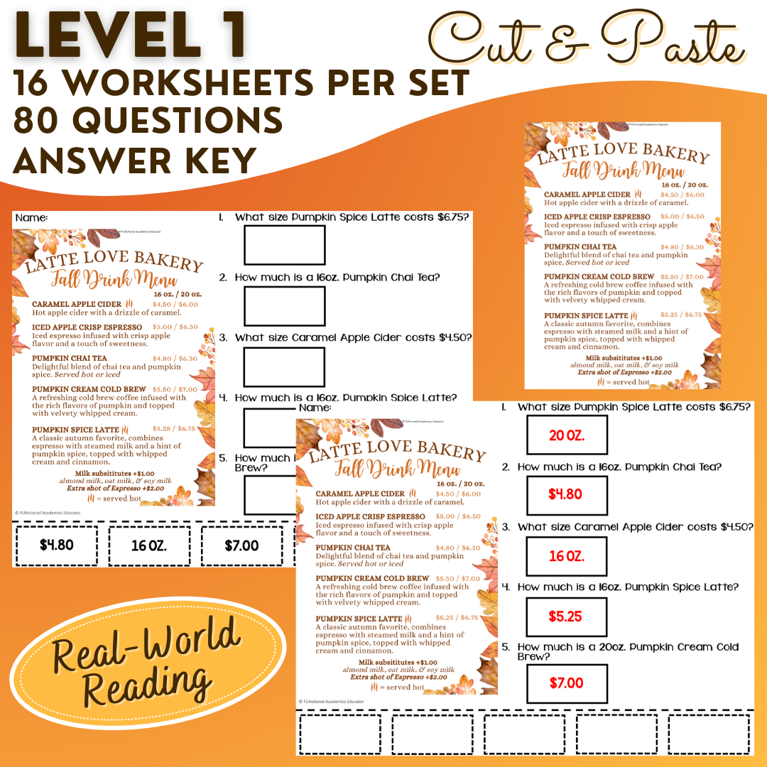 Free Printable Functional Reading Worksheets Free Printable Functional Reading Worksheets