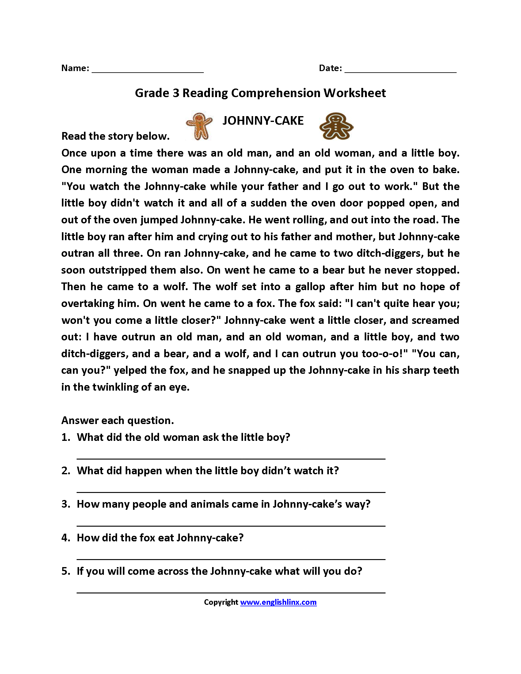 Third Grade Reading Comprehension Worksheets Printable Third Grade Reading Comprehension Worksheets Printable
