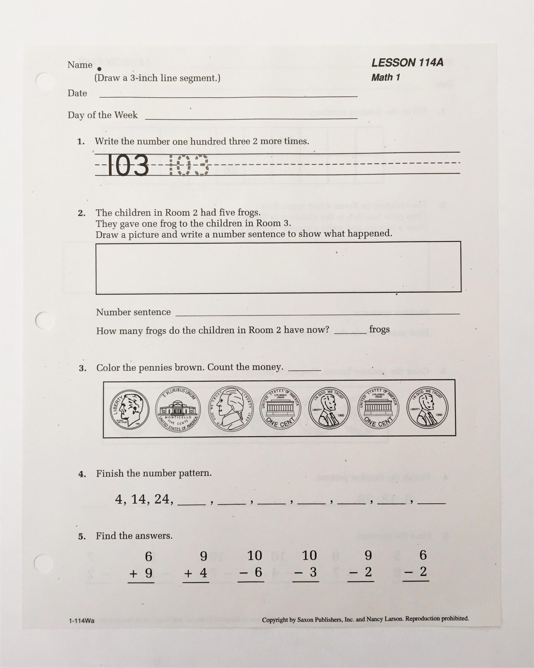 REVIEW Saxon Math Grade 1 Curriculum Wildly Anchored Faith Worksheets Library