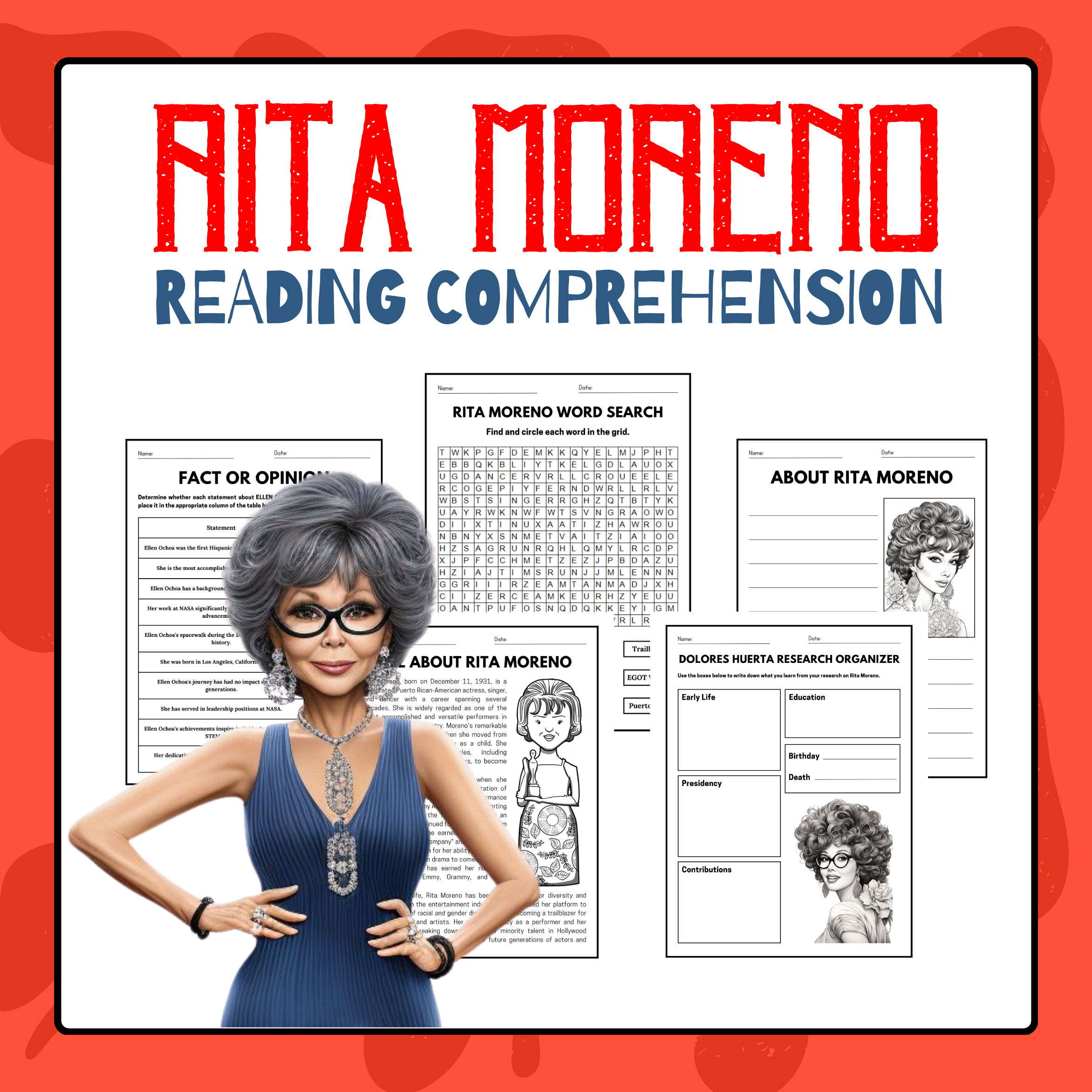 Rita Moreno Reading Comprehension Pack Hispanic Heritage Month Activities Rita Moreno Reading Comprehension Pack Hispanic Heritage Month Activities