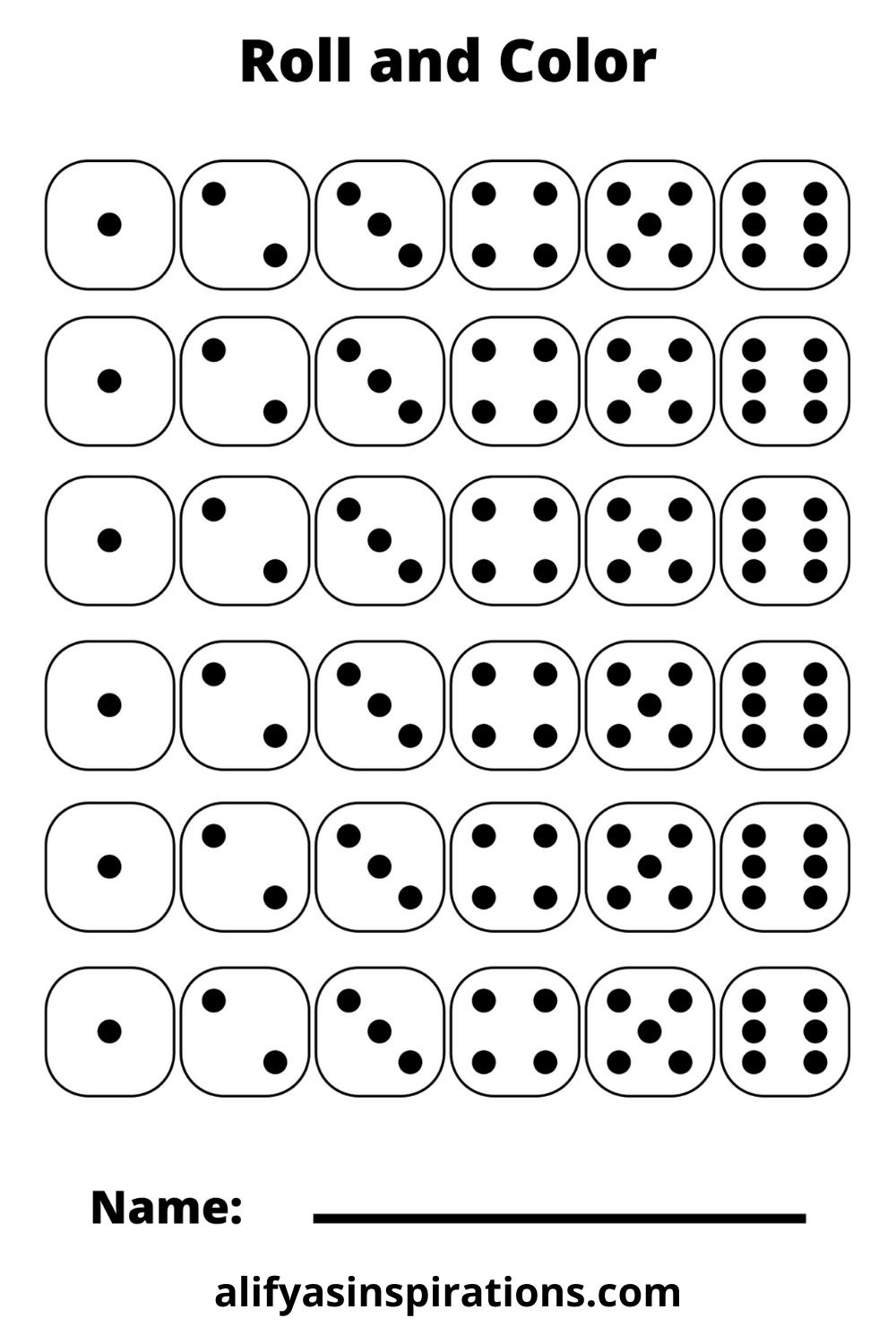 Free Printable Roll And Color Worksheets
