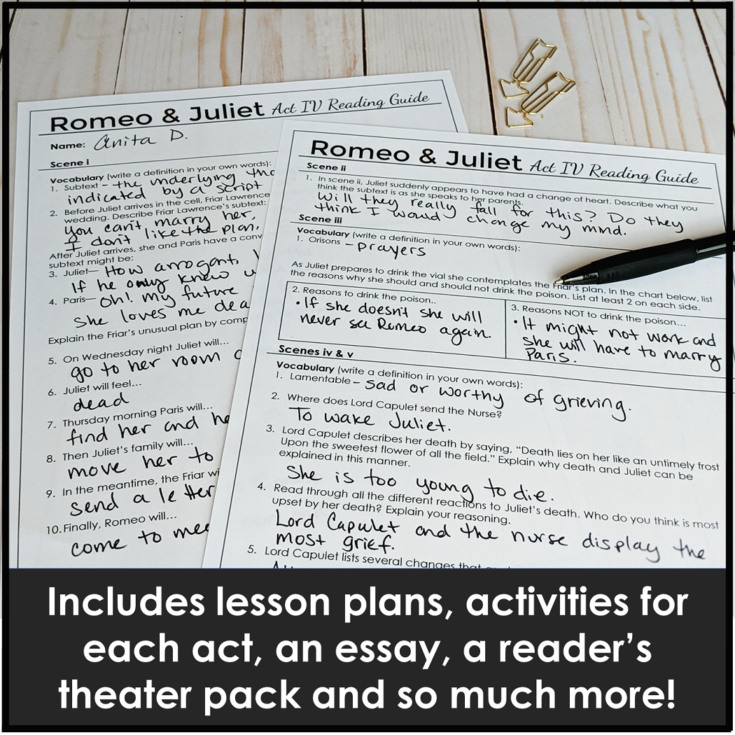 Romeo And Juliet Unit 4 Weeks Printable PDFs U0026 Google Slides 