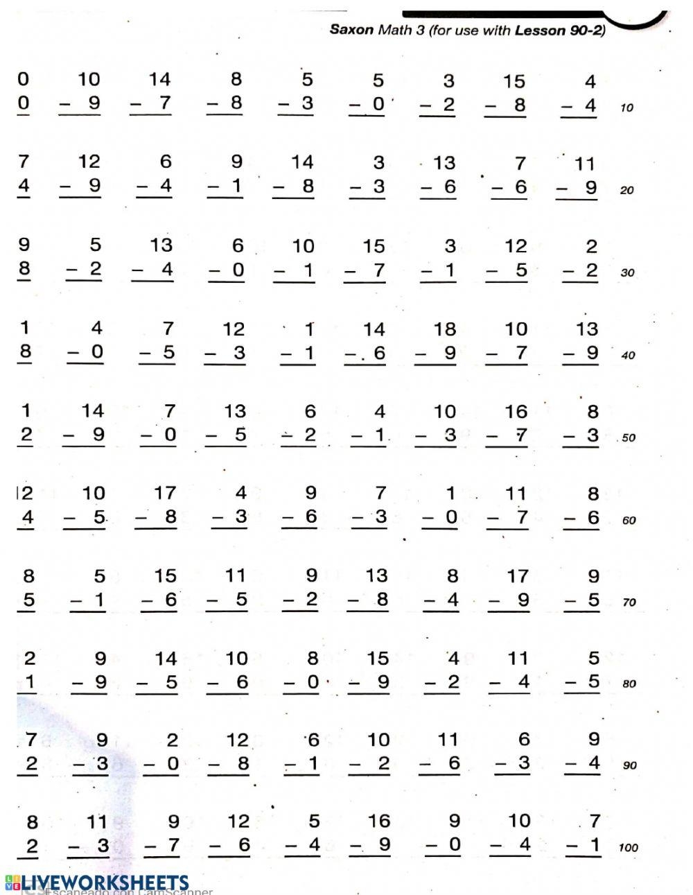 Saxon Math Worksheet