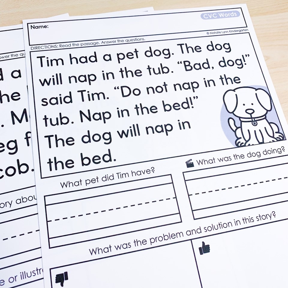 Cvc Reading Comprehension Worksheets For Kindergarten Cvc Reading Comprehension Worksheets For Kindergarten