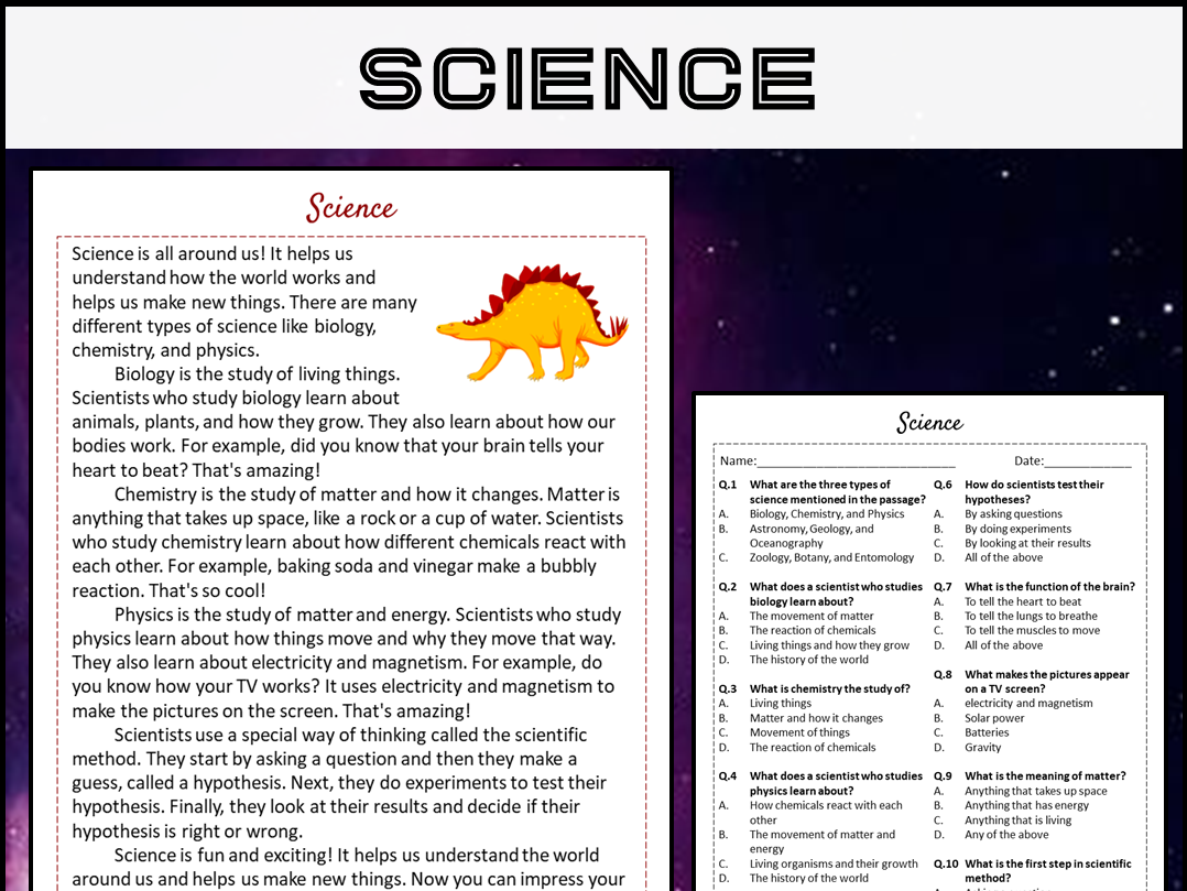 Science Reading Comprehension Passage And Questions PDF Teaching Resources Science Reading Comprehension Passage And Questions PDF Teaching Resources