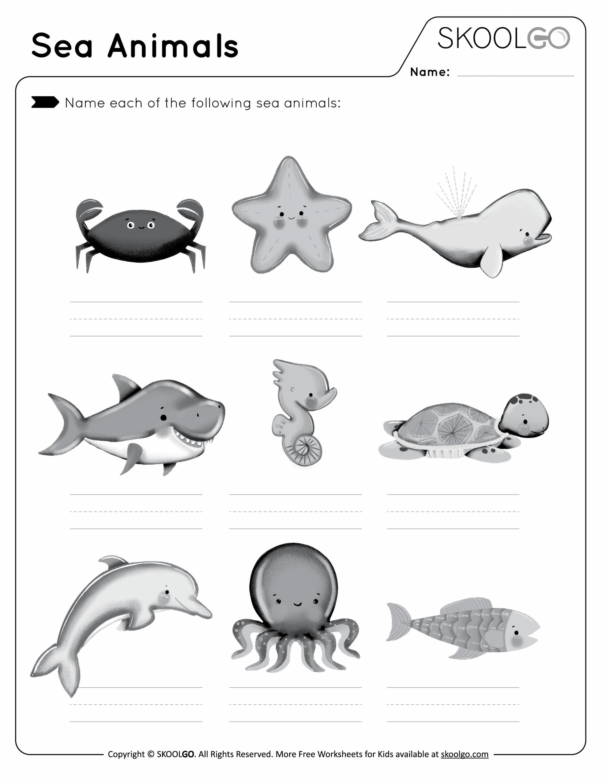 Sea Animals Free Worksheet SKOOLGO Worksheets Library Sea Animals Free Worksheet SKOOLGO Worksheets Library