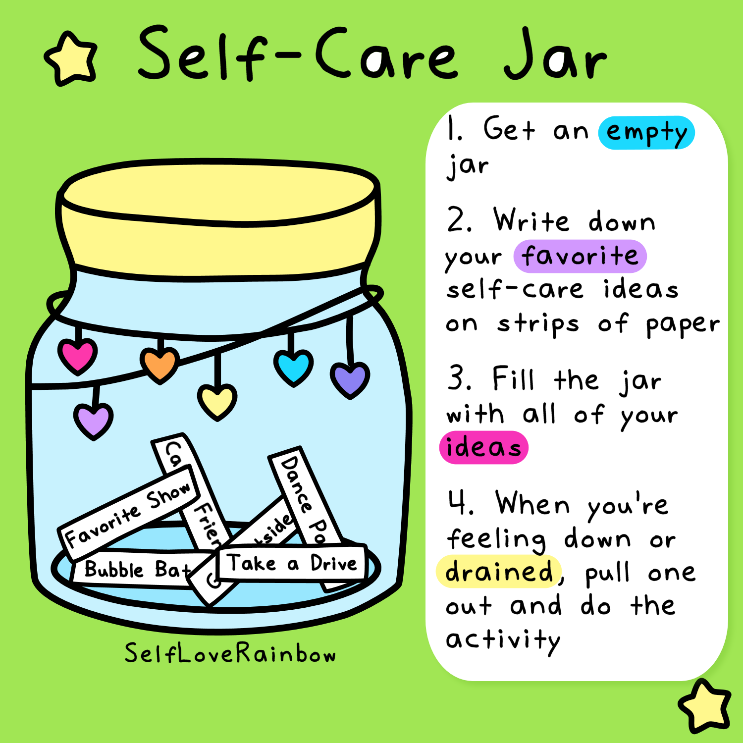 Self Care Jar Activity Self Love Rainbow Self Care Jar Activity Self Love Rainbow