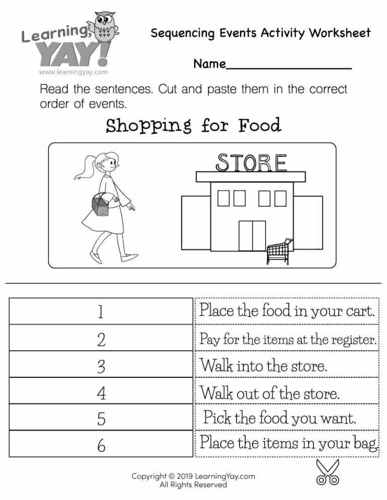 Sequencing Events Activity Worksheet For 1st Grade Free Printable