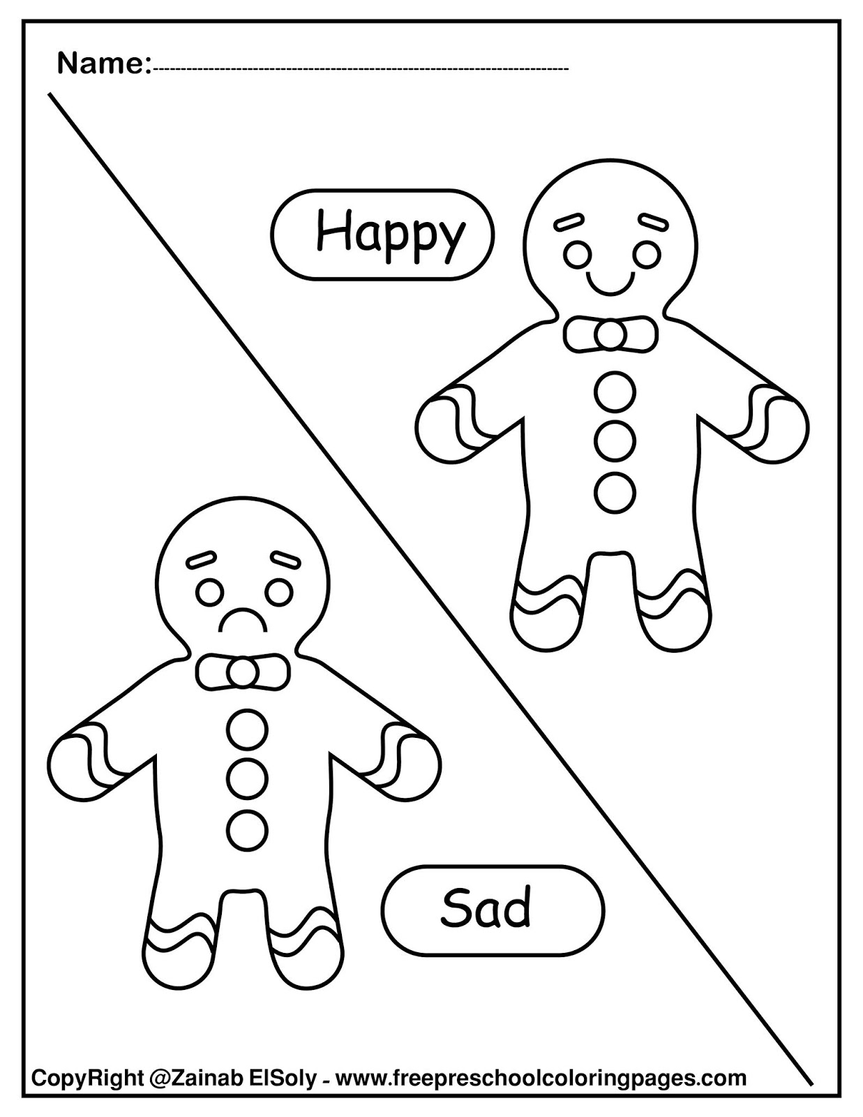 Set Of Gingerbread Man Opposites For Kids