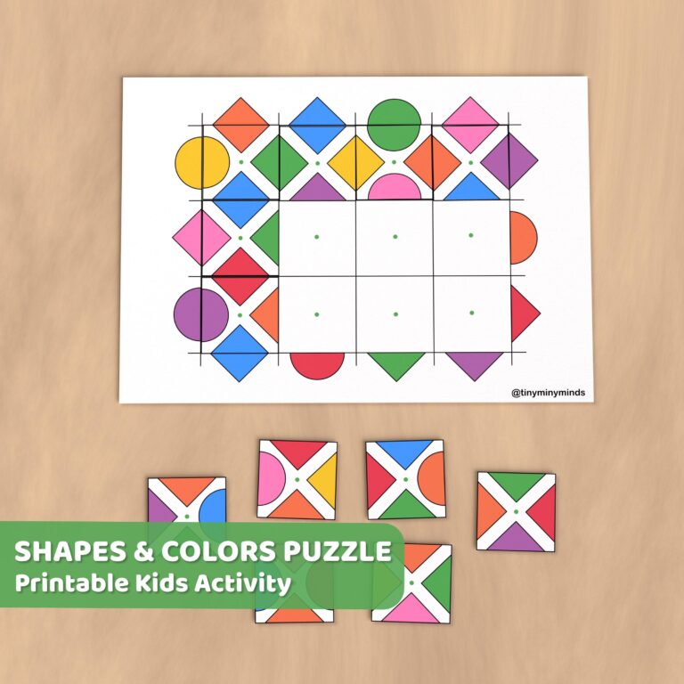 Shapes And Colors Puzzle Pattern Activity Printable Fun For Fine