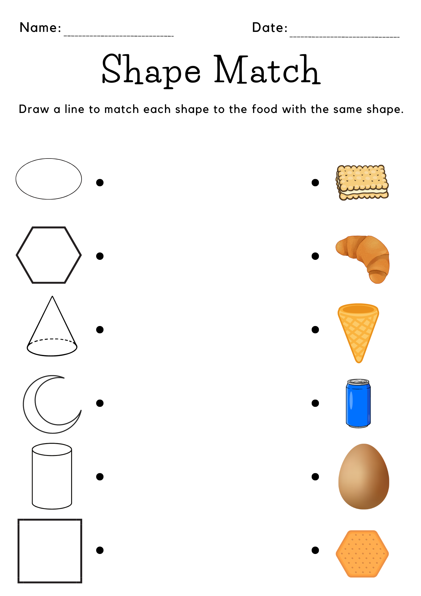 Shapes Matching Food Worksheet For Kindergarten Shapes Matching Food Worksheet For Kindergarten