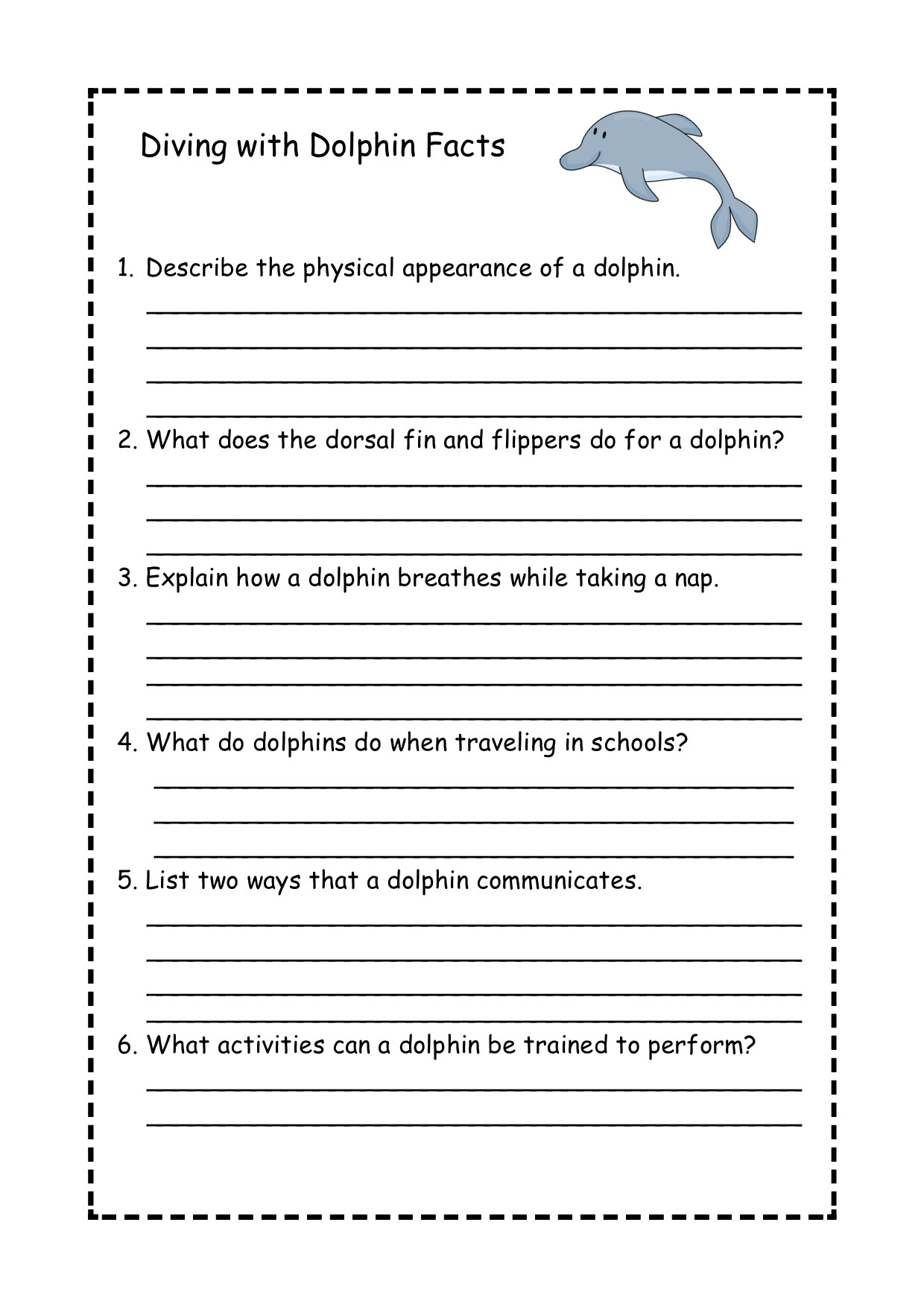 Sharks Dolphins Whales Oh My Reading Passage Comprehension Sharks Dolphins Whales Oh My Reading Passage Comprehension