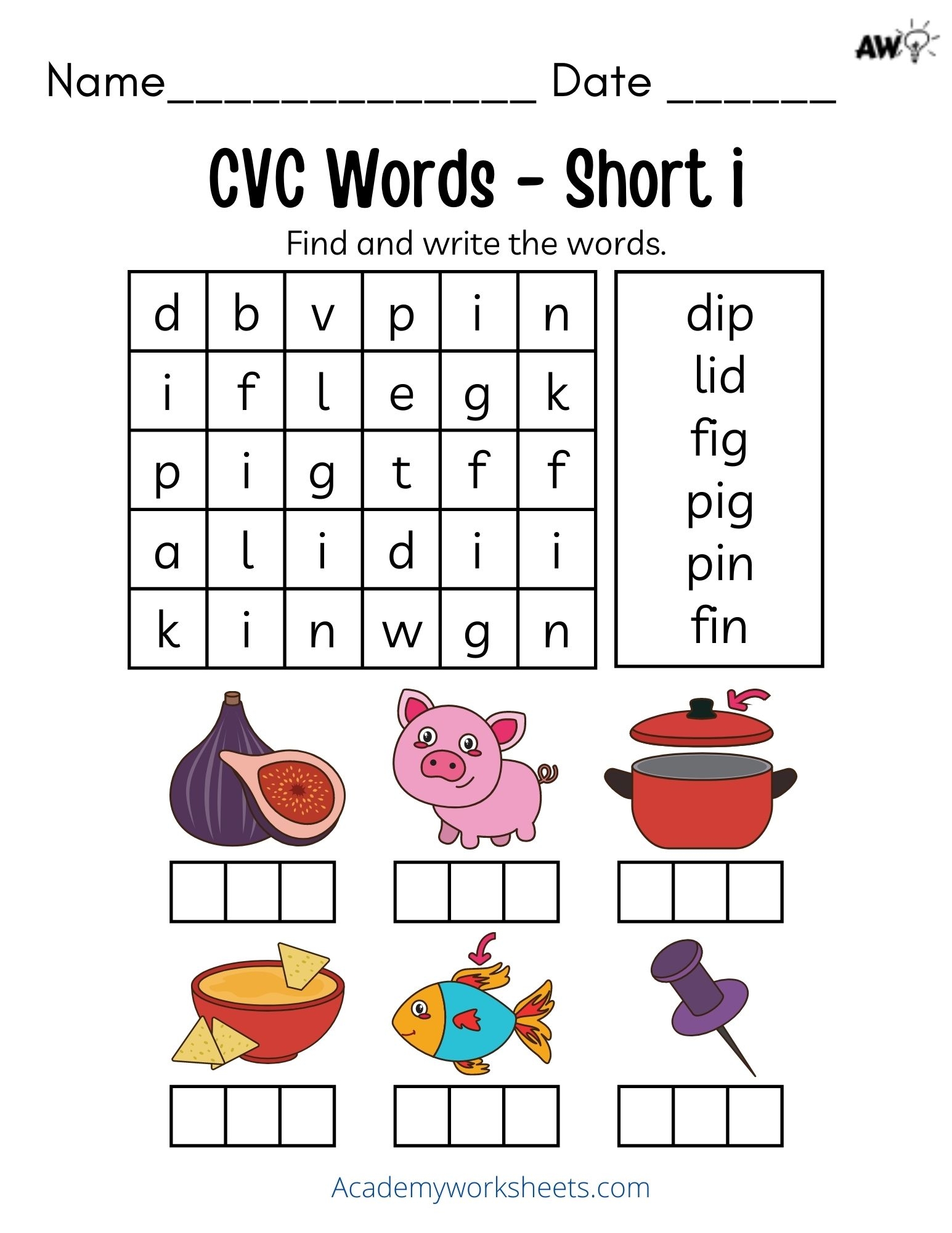 Short I Phonics Worksheets CVC Words Academy Worksheets Short I Phonics Worksheets CVC Words Academy Worksheets