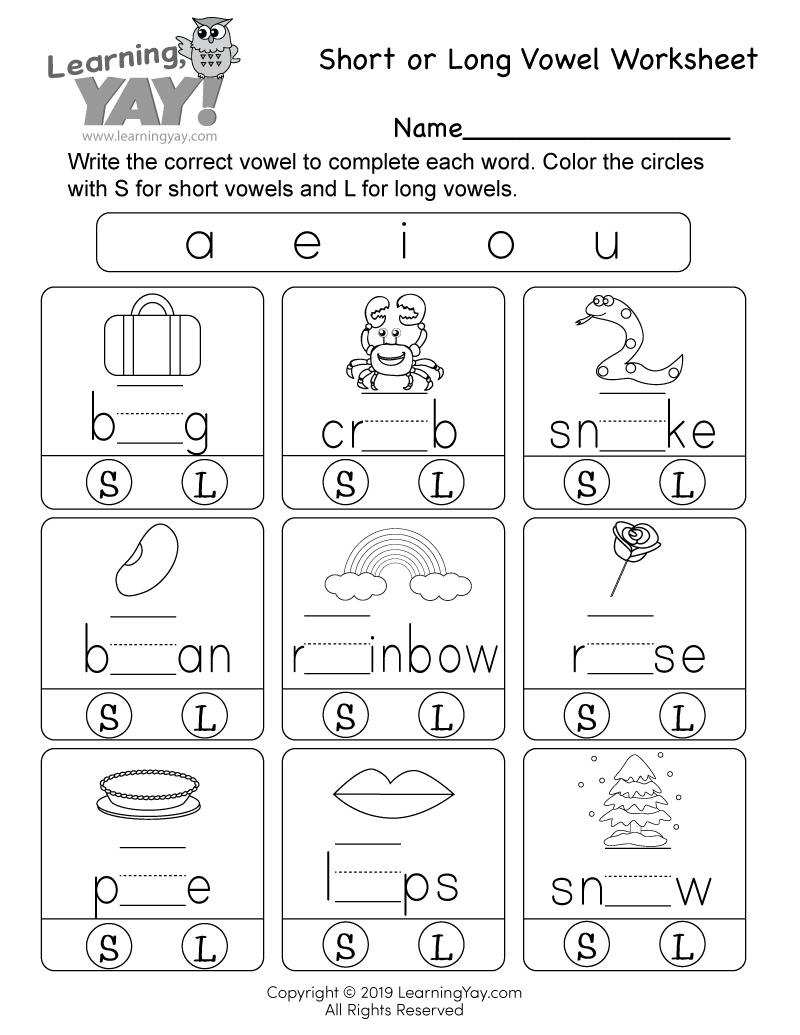 Short Or Long Vowel Worksheet For 1st Grade Free Printable Short Or Long Vowel Worksheet For 1st Grade Free Printable