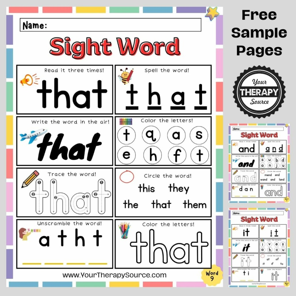Word For Kindergarten Worksheet