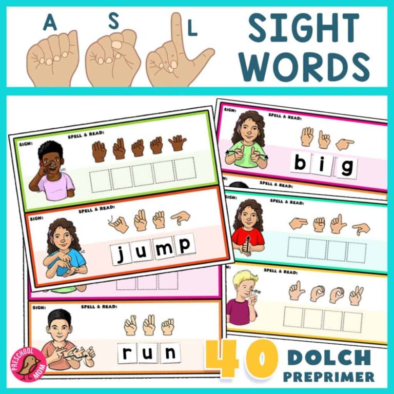 Sign Language Printables Preschool Mom