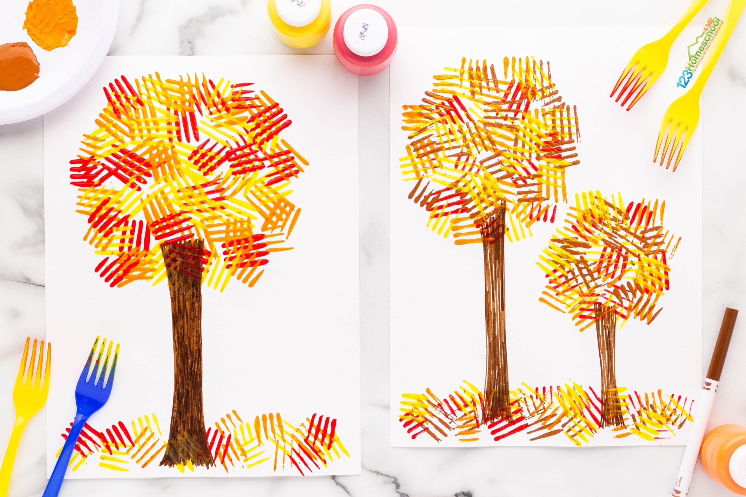 Simple Fork Painted Fall Tree Craft For Preschool Simple Fork Painted Fall Tree Craft For Preschool