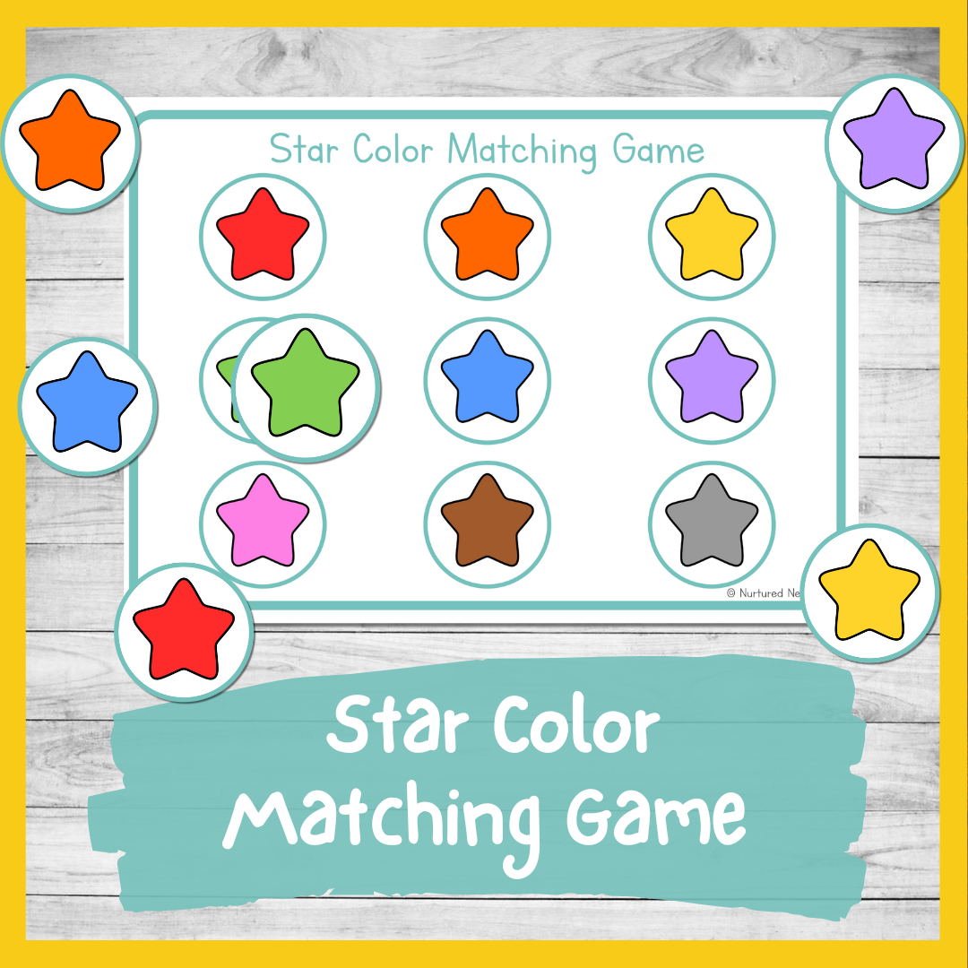 Simple Star Color Matching Game Toddler And Preschool Printable 