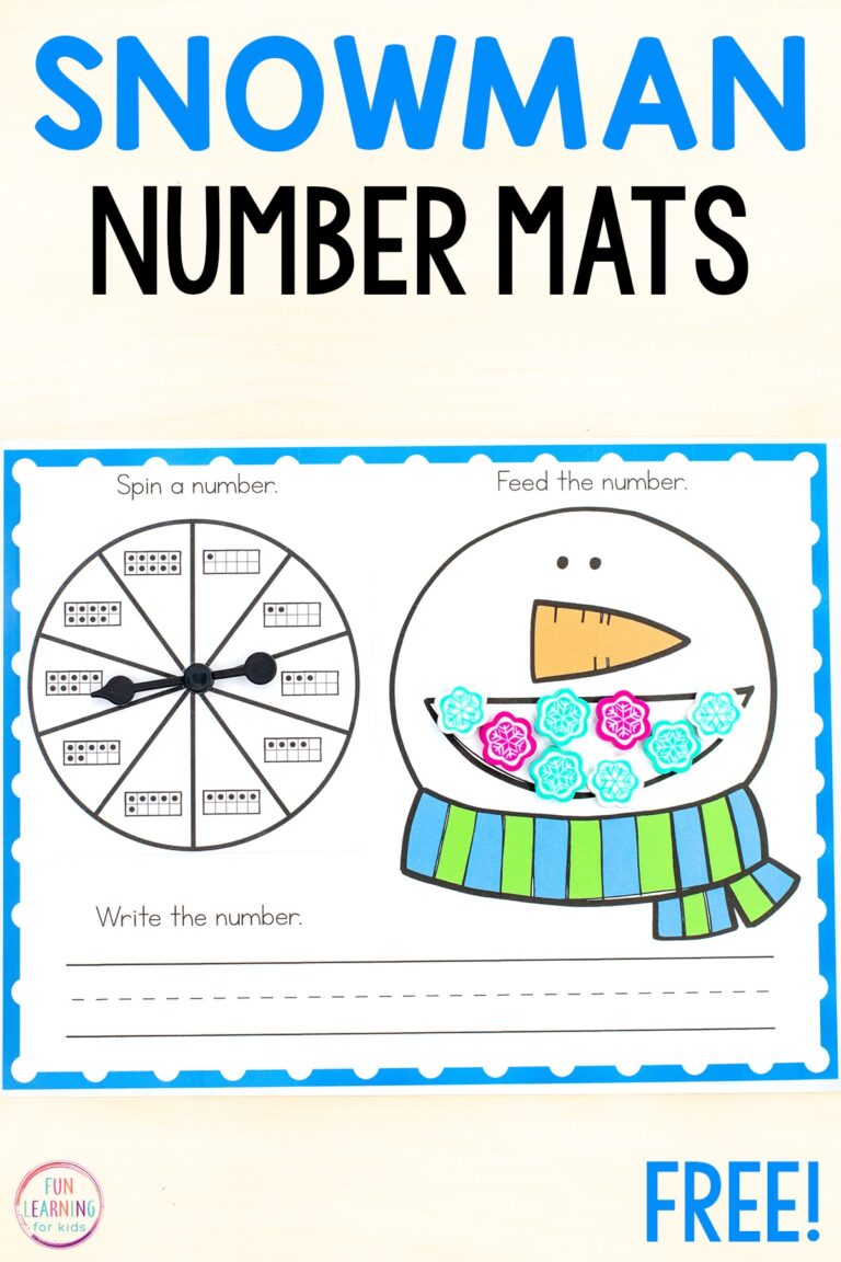 Snowman Number Spin U0026 Build Mats Free Printable