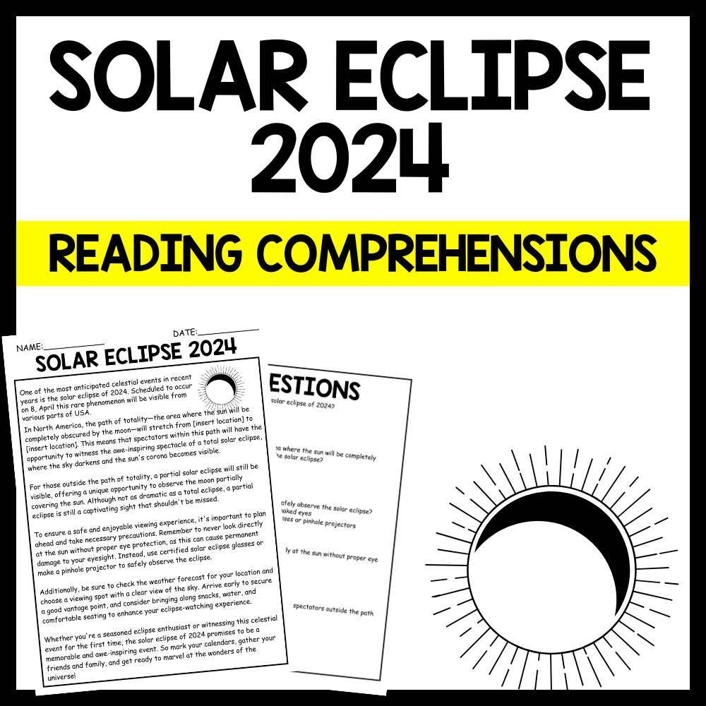Solar Eclipse Reading Comprehension Worksheet