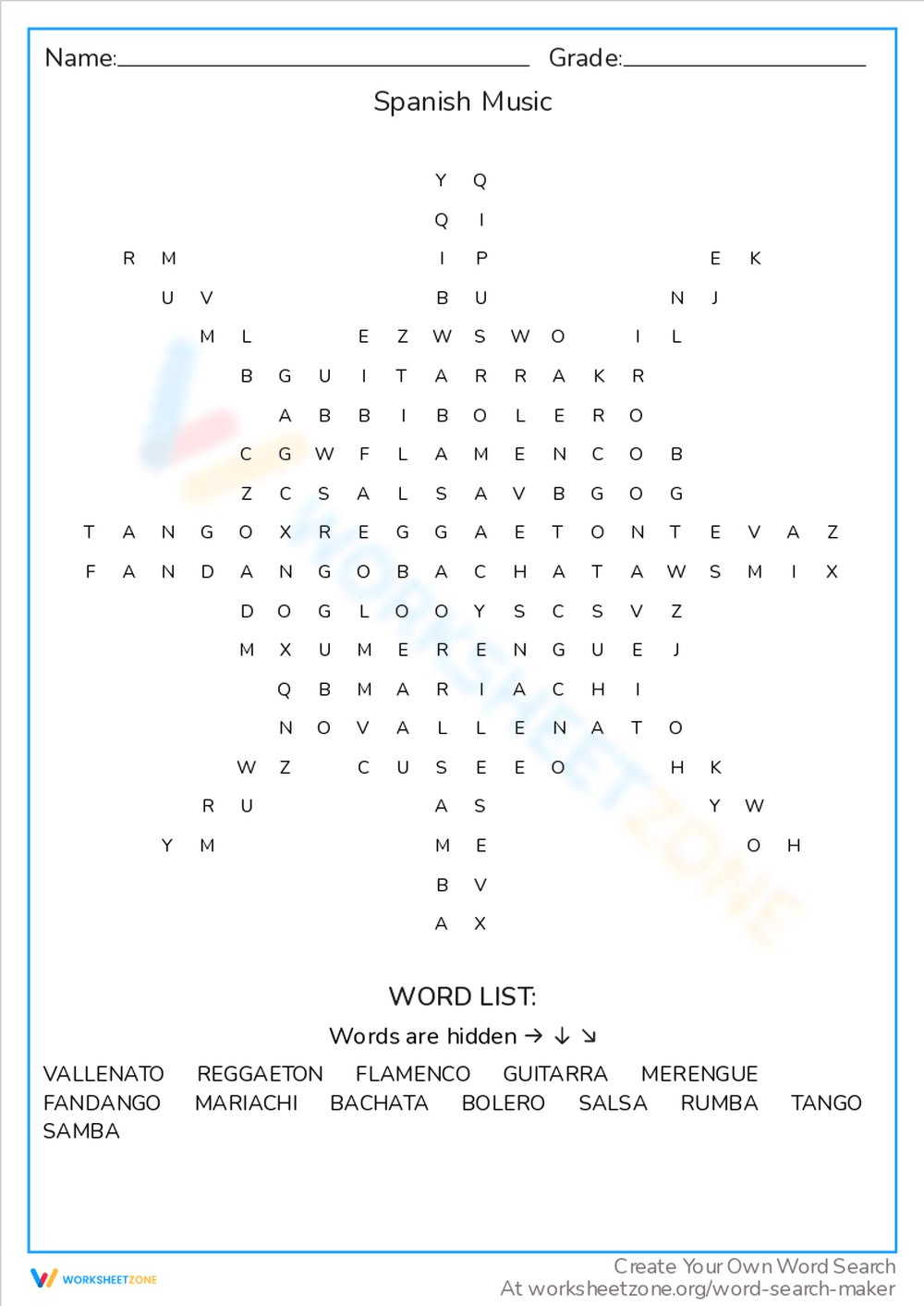 Spanish Word Search Spanish Word Search