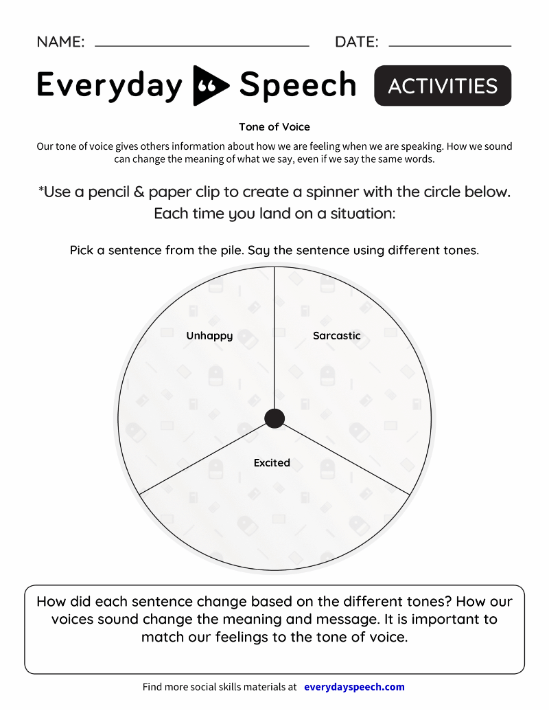 Free Printable Everyday Speech Worksheets Free Printable Everyday Speech Worksheets