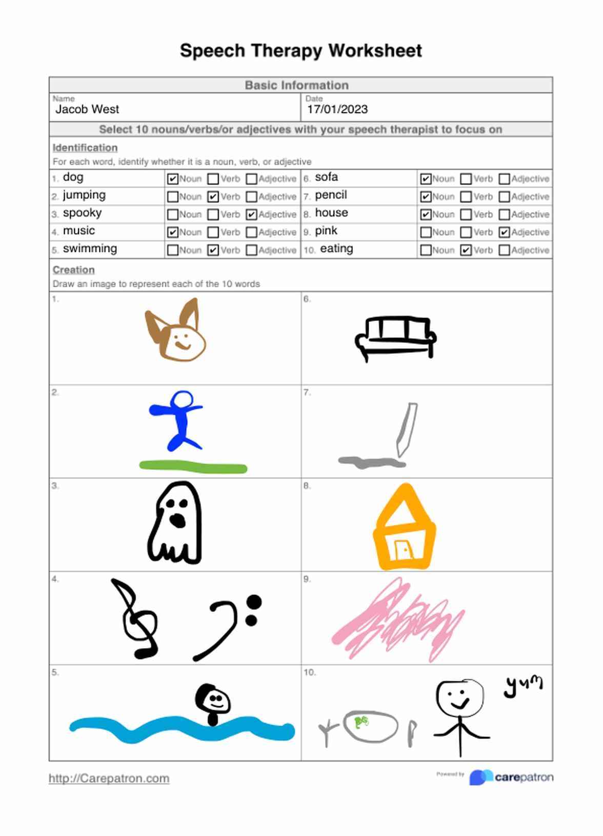 Speech Therapy Worksheet U0026 Example Free PDF Download