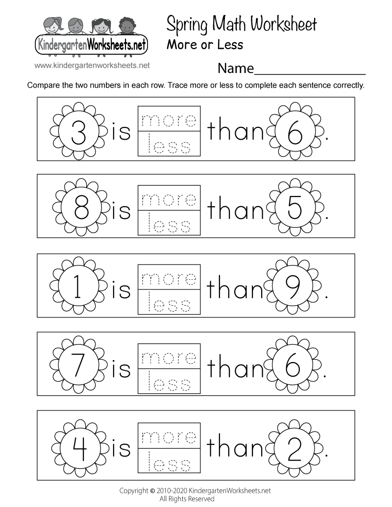 Free Math Worksheets For Kindergarten Pdf