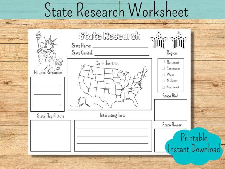 State Worksheet State Research Kids History Worksheet Homeschool History Project State Facts State Report Template Social Studies Worksheet Etsy