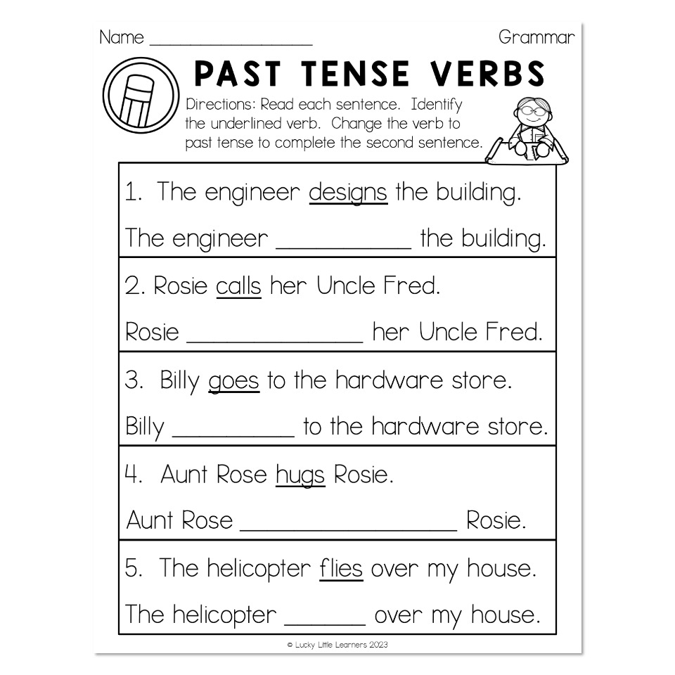Sub Plans End Of Year Grammar Past Tense Verbs Lucky 