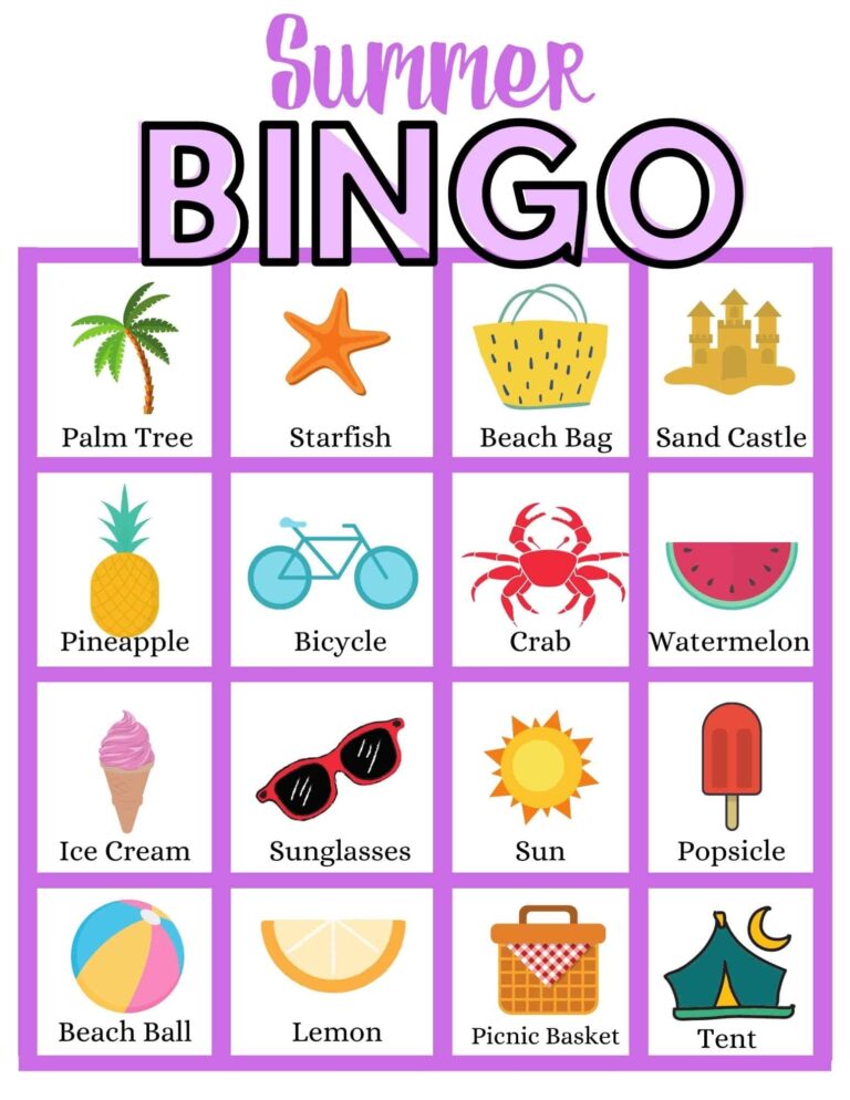 Summer Bingo Printable Game For Kids Views From A Step Stool