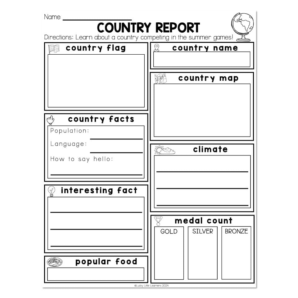 Summer Games Social Studies Country Report Lucky Little Learners Summer Games Social Studies Country Report Lucky Little Learners