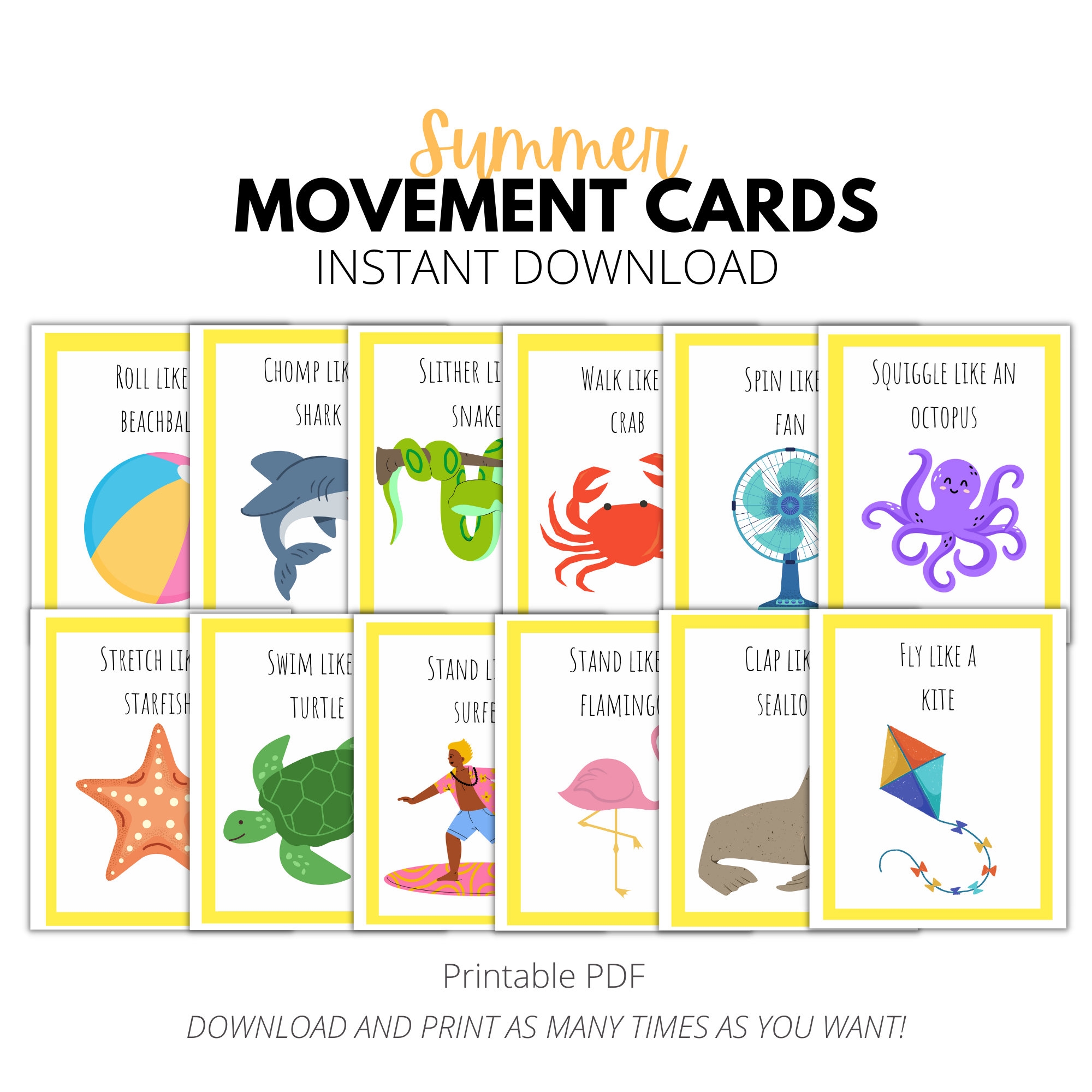Summer Movement Cards Printable Action Flashcards For Kids Worksheets Library Summer Movement Cards Printable Action Flashcards For Kids Worksheets Library