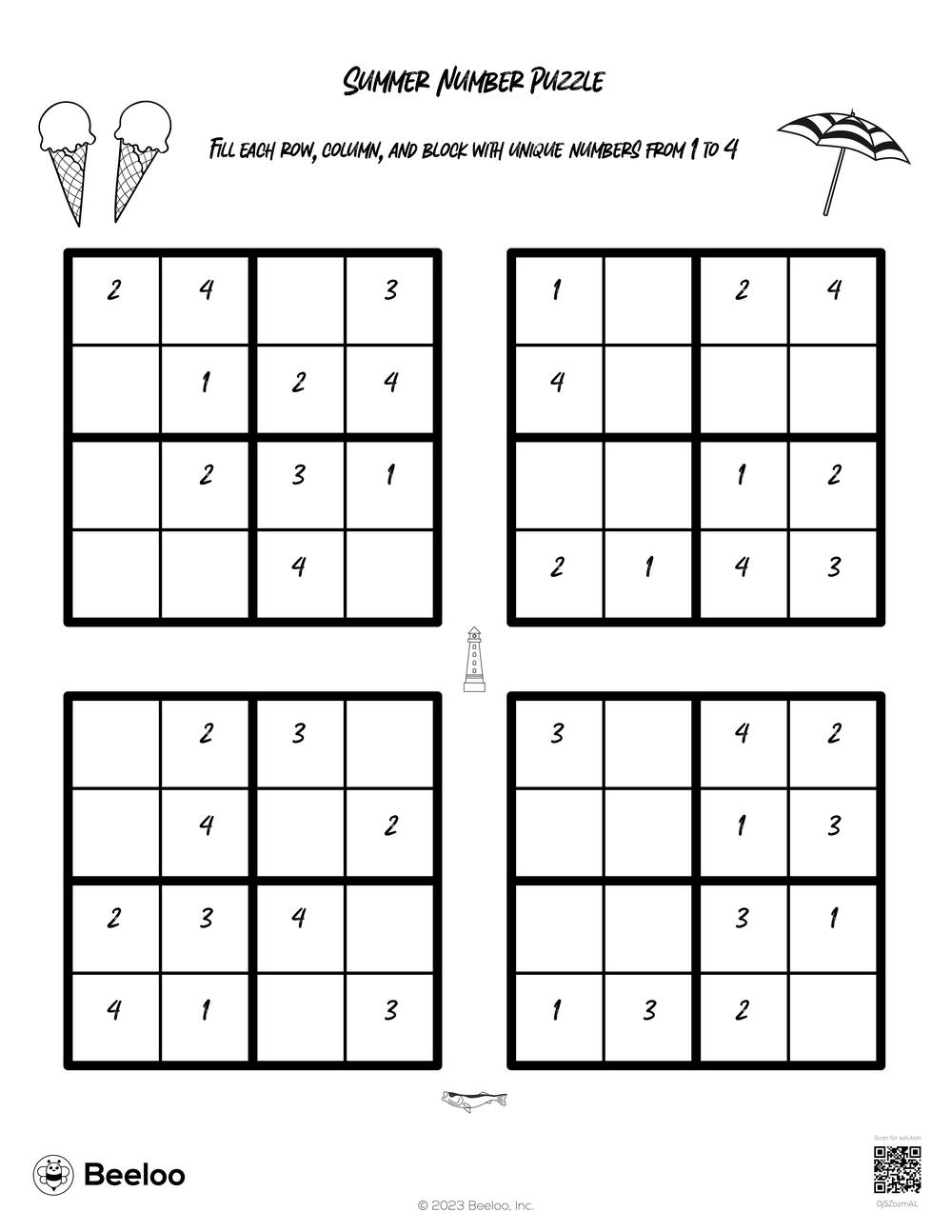Printable Sudoku For Preschoolers