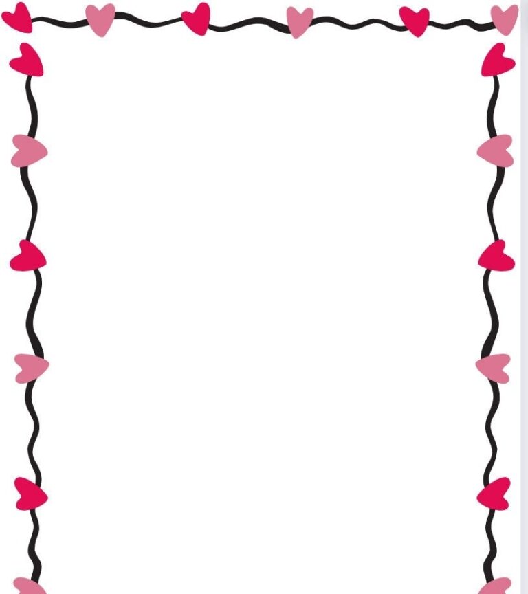 Sweet Heart Border Blank Printable Instant Download Valentines Day Worksheets Library