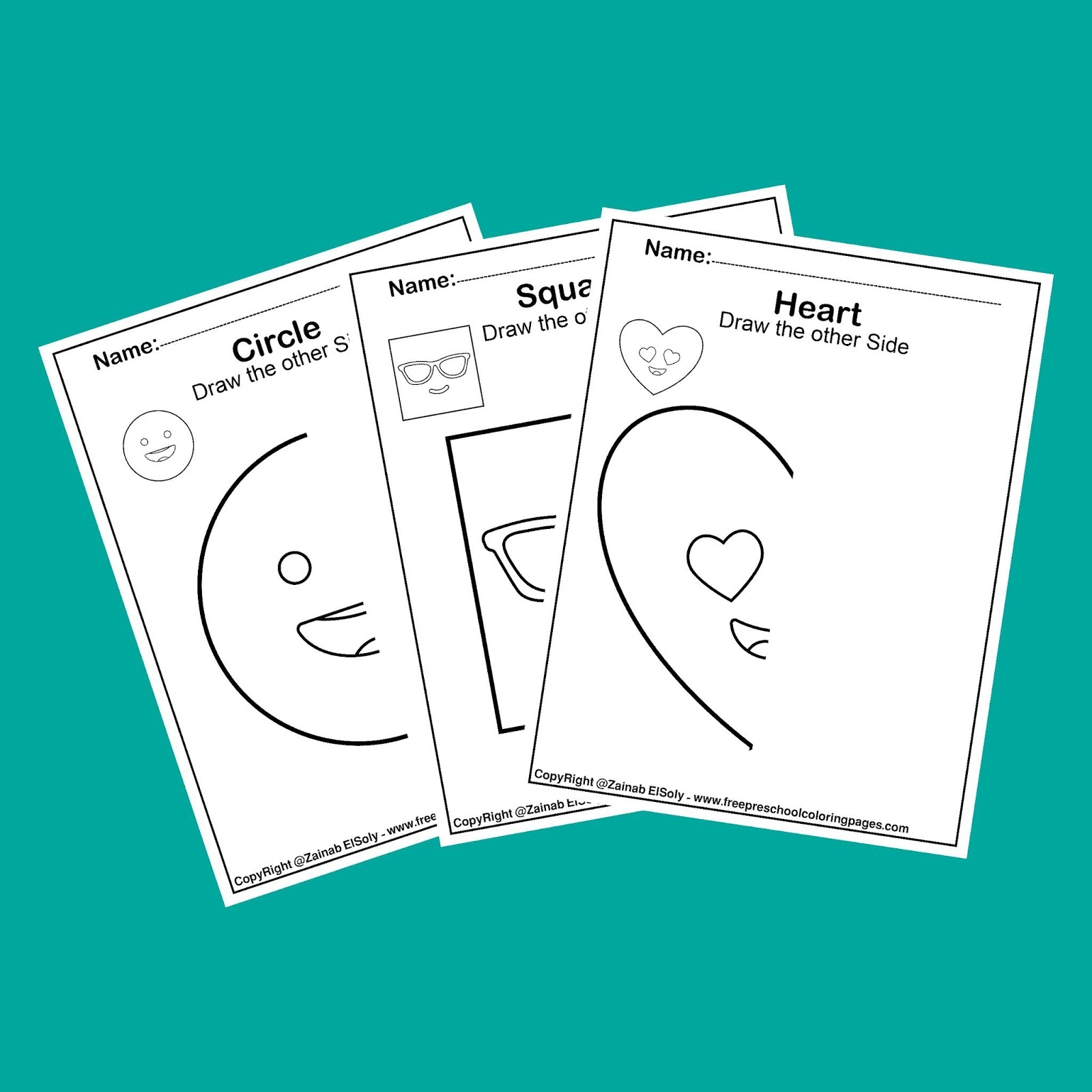 Free Preschool Heart Symmetry Printables