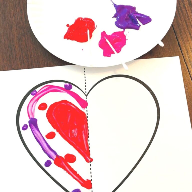 Symmetry Heart Painting with Free Printable