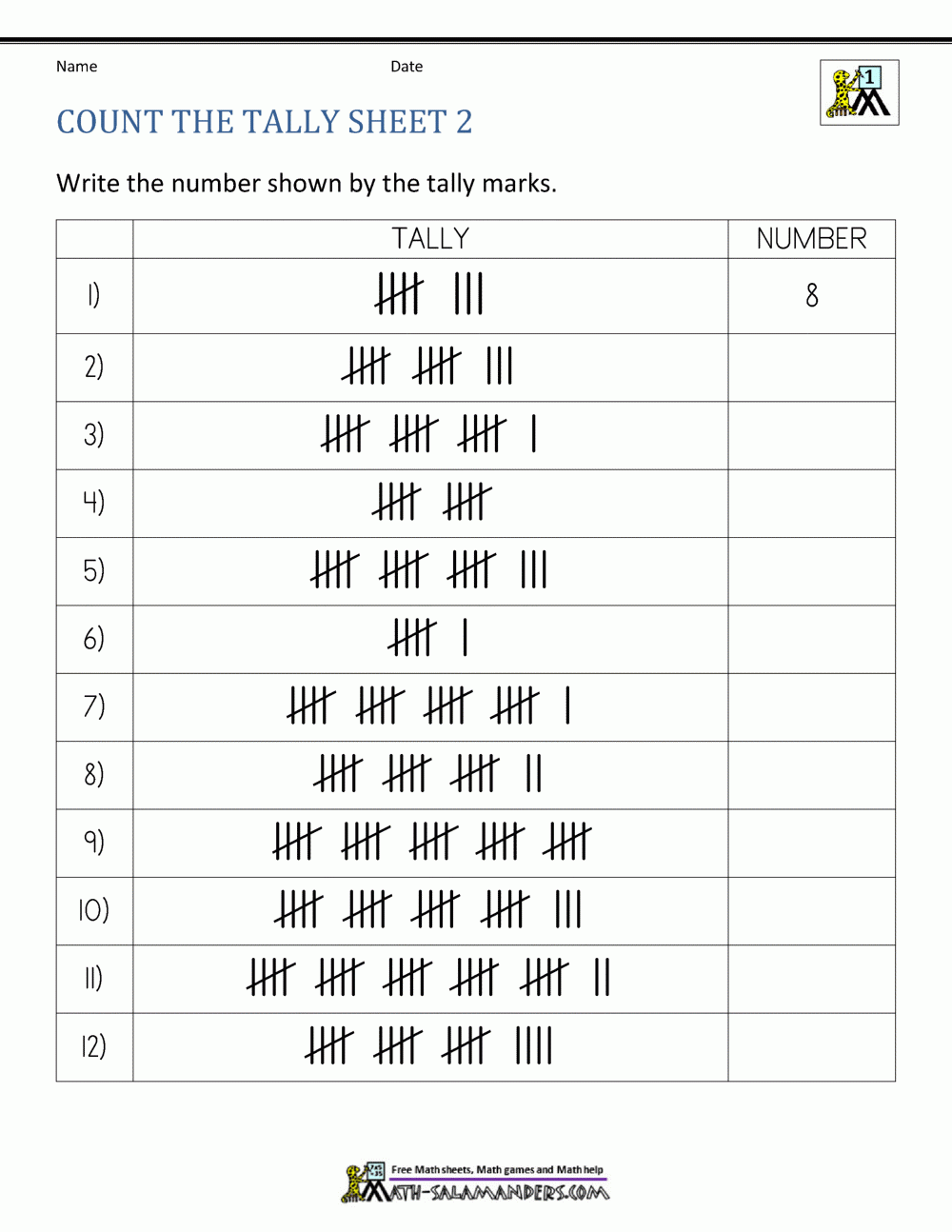 Tally Chart Worksheets Tally Chart Worksheets