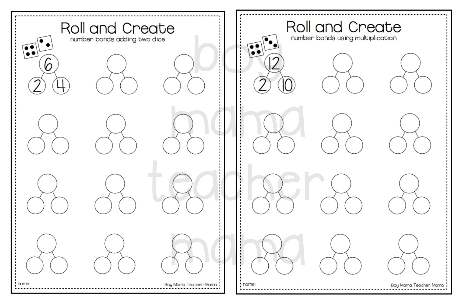 Teacher Mama FREE Roll And Create Number Bonds Printable After Teacher Mama FREE Roll And Create Number Bonds Printable After