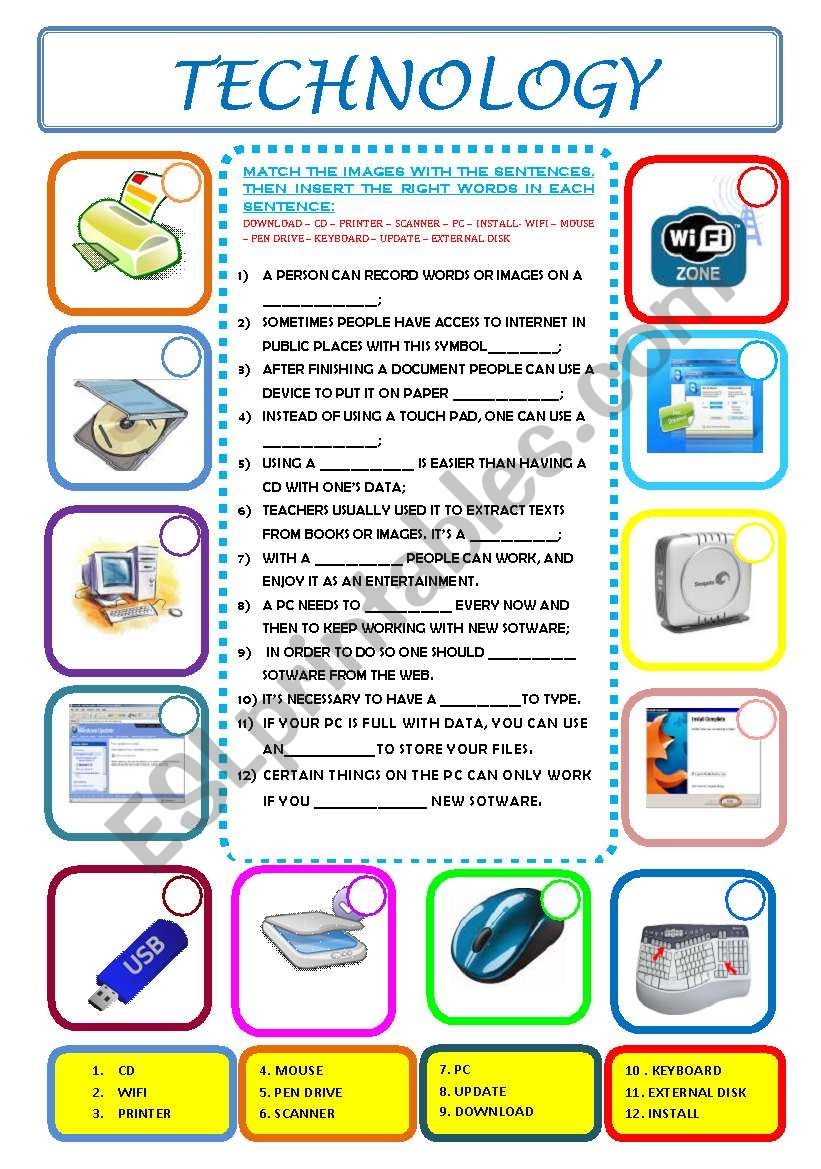 TECHNOLOGY ESL Worksheet By Ascincoquinas TECHNOLOGY ESL Worksheet By Ascincoquinas